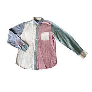 J. Crew Colorblock Casual Shirt - Blue, Cream, Pink, Green